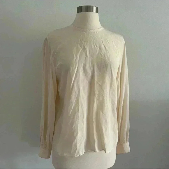 Vintage Liz Claiborne Silk Ivory Blouse Button Down Back Sz 6 - Picture 1 of 8